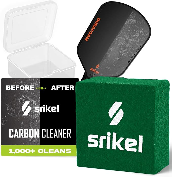 Pickleball – Paddle Cleaner Eraser with Carrying Storage Case, Premium Carbon Fiber Pickle Ball Racket Cleaner, Fast & Easy Rubber Eraser Removes Ball Residue, Dirt & Scratches