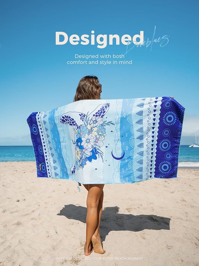 Diveblues 2Packs Microfiber Beach Towel, Sand Free Travel Towels, Oversize Large 71" x 32" Lightweight Towel, Quick Dry, SuperAbsorbent, for Camping, Pool, Gym, Yoga, Women Men Kids Beach Essentials