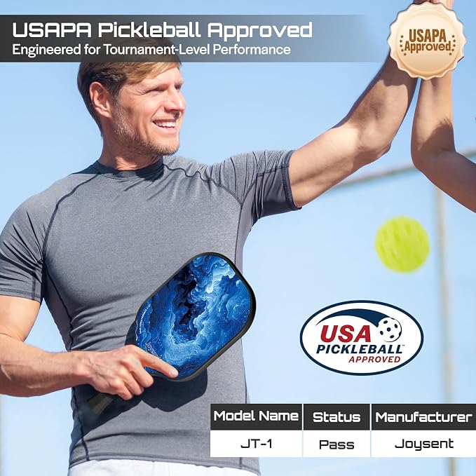 Pickleball Paddles Set, USAPA Approved Carbon Fiber Pickleball Set of 2 with Beginner Pickleball Rackets, Indoor Outdoor Pickle Balls for Adults Men Women, JT-1