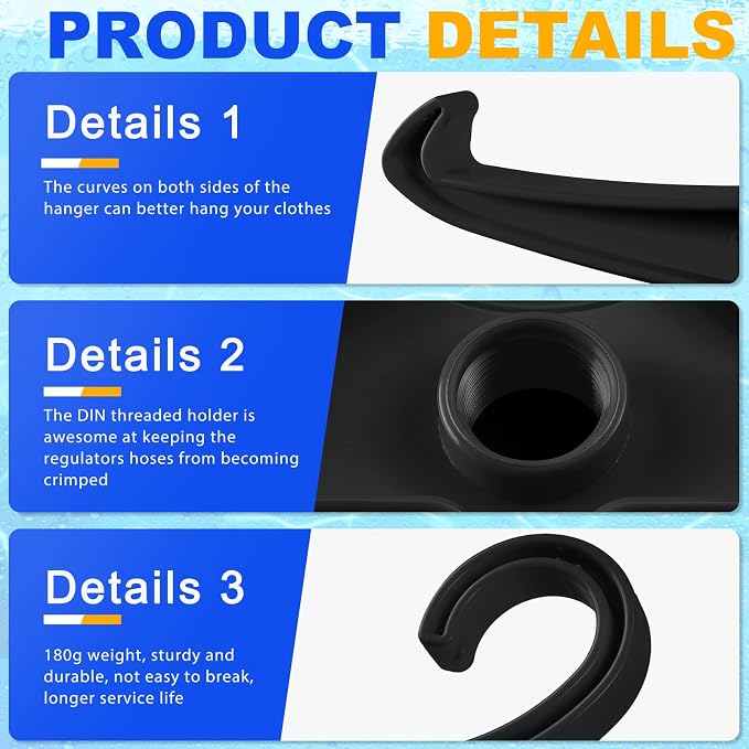 FoldTier Scuba Hanger BC Regulator Scuba Diving Wetsuit Hanger with Din Threads Vest Tactical Gear for Dry Clothes BCD Side Hanging
