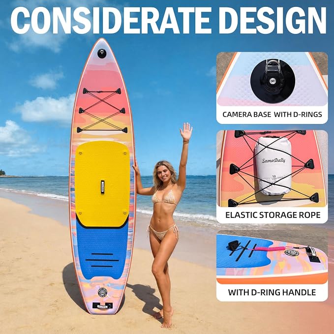 Inflatable Stand Up Paddle Board - Ultra Stable Wide Paddle Boards of All Skill Levels, Full-Color Gradient Design, Anti-Slip EVA Deck with Premium Accessories