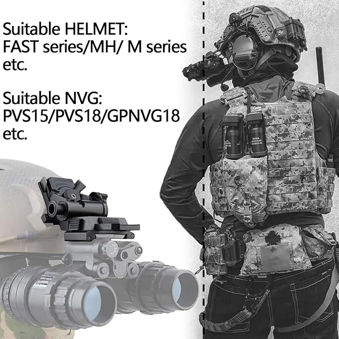 NVG Mount L4 G24 Metal Helmet Mount for PVS18/31 J ARM Dovetail Mount Helmet Adapter Compatible with PVS 14 Night Vision Monocular Accessories