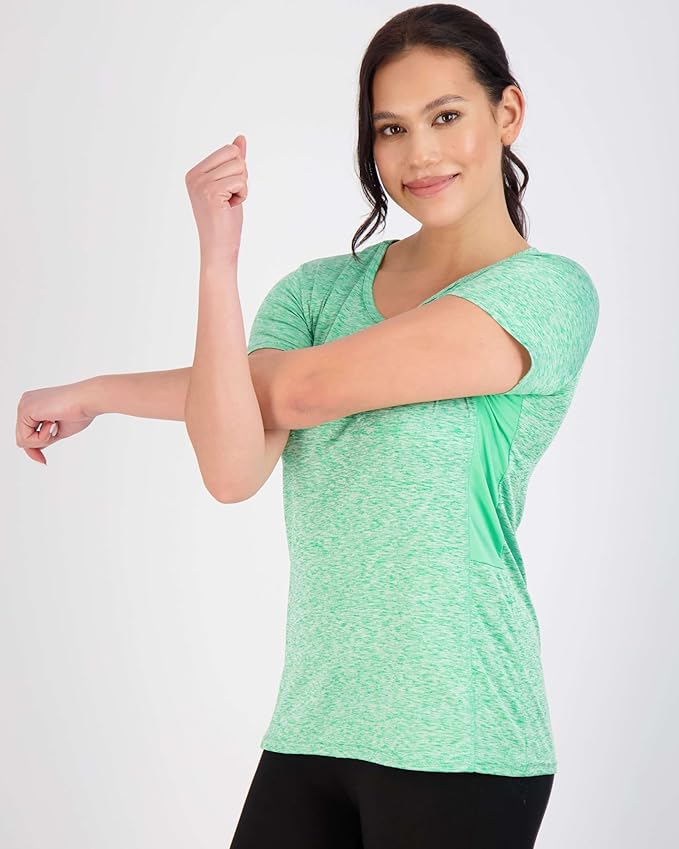 Real Essentials 5 Pack: Women's Short Sleeve T-Shirts Workout Tops Fitness Pilates Gym Activewear Athletic (Plus Available)