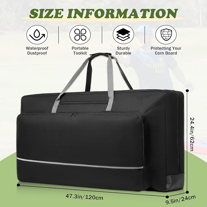 Cornhole Carrying Case Fits 4' x 2' Regulation Size Board, Heavy-Duty 900D Cornhole Boards Bag with Front Pockets and Padded Shoulder Strap for Cornhole Outdoor Games, Only Bag