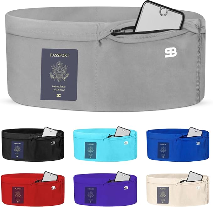 StashBandz No-Bounce Running Belt for Women & Men – Phone Holder Fits All Phones, 4-Pocket Slim Fanny Pack with Zipper – Travel Money Belt Waist Pack for Running & Workout