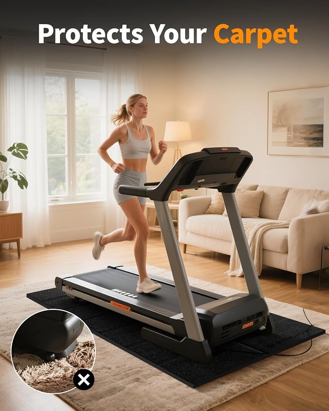 Stepwaver Walking Pad Mat for Carpet, Treamill Mat for Hardwood Floors, High Density, 1/4 Thickness, Folable, Floor Protection Mats for Bikes, Elliptical, Treadmill