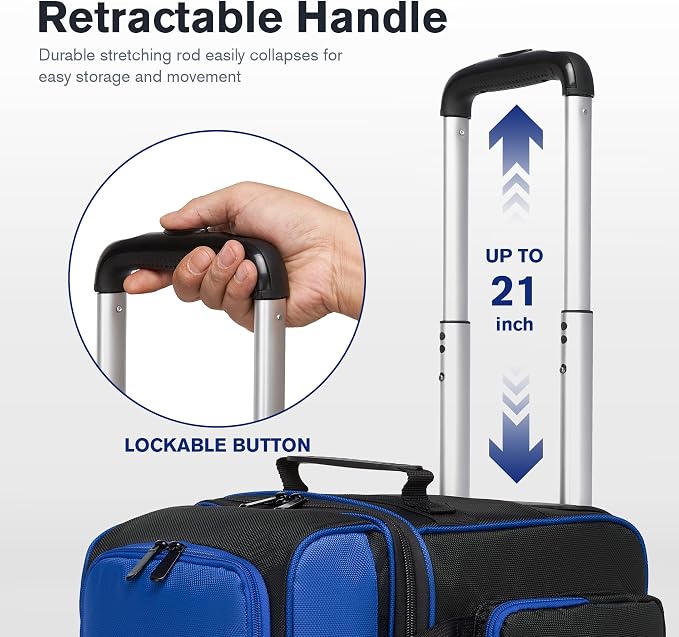 Single Roller Bowling Bag with Wheels, 1 Bowling Ball Bag with Separate Shoe Compartment and Retractable Handle Extends to 37.0 Inches, Padded Foam Ball Insert