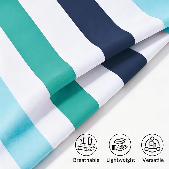Exclusivo Mezcla Large Microfiber Quick Dry Beach Towel, Lightweight Sand-Free Cabana Stripe Pool Travel Camping Towel with Bag (Green, 30x60 Inches)