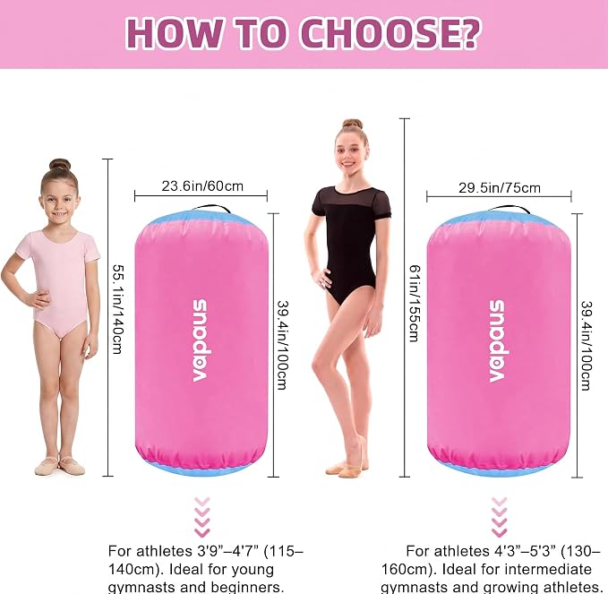 Vapaus Gymnastics Air Barrel Inflatable Tumbling Roller Mat Back Handspring Trainer Air Tumbler Octagon Barrel Gymnastics Equipment for Tumble Track Cheerleading Yoga Training Durable AntiSlip Double Seal Without Pump