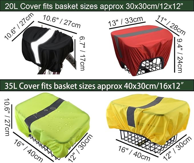 Bike Basket Cover 20L Front Rack Bag Cover E Scooter Basket Cover with Reflective Strip Black