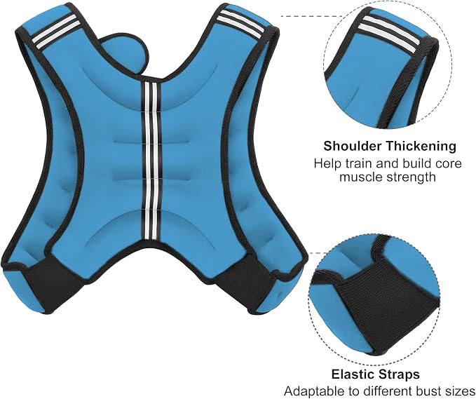 ZUETK Weighted Vest, 6lb/8lb/12lb/16lb/20lb/25lb/30lb Weight Vest with Reflective Stripe, Weighted Vest for Men Women Workout Equipment for Strength Training, Running, Jogging, Fitness, Weight Loss