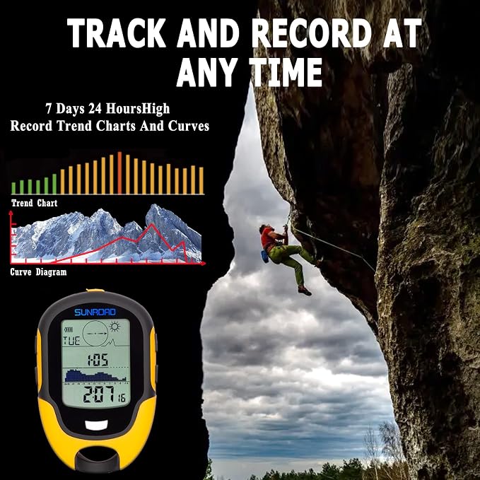 Barometer Altimeter Compass LCD Digital Thermometer Watches-Hygrometer Weather Forecast Hand-Hold Hiking Flashlight Altimeter