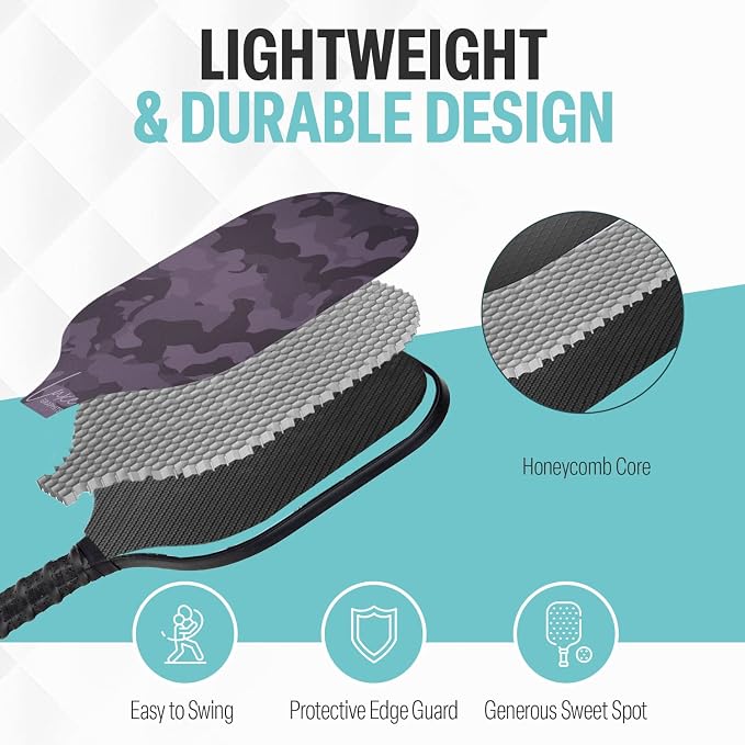 Palms-O-Aces Carbon Fiber Pickleball Paddle – USAPA Approved 16mm T700 Graphite Paddle with Textured Spin Surface | Lightweight Carbon Fiber Pickleball Paddles & Racket | Includes Paddle Cover