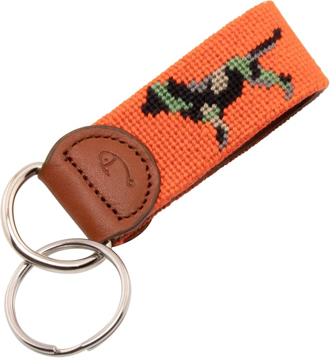 Leather Hand-Stitched Needlepoint Key Fob or Key Chain