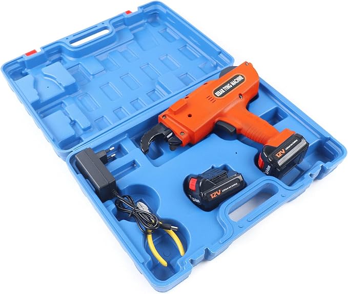 8-34mm Rebar Tying Machine Rebar Tying Tool, Automatic Rebar Tie Wire Twister Rebar Tie Tool w/Pliers + 2 x Batteries, Rebar Tier Tying Machine for Steel Bar Rod Tying Binding, Orange