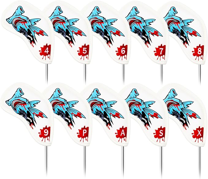 Big Crazy Golf Head Covers, Golf Club Covers Funny, Driver Headcovers, Golf Club Covers, Fairway Woods Head Covers, Hybrids Headcover, Putter Cover with Soft Lining for Golf Gift Hammerhead Sharks