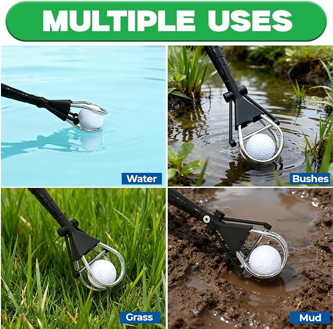 Golf Ball Retriever with Telescopic Design 15ft Reach | Golf Ball Picker for Water Hazards - Pick Up Your Golf Balls in Style