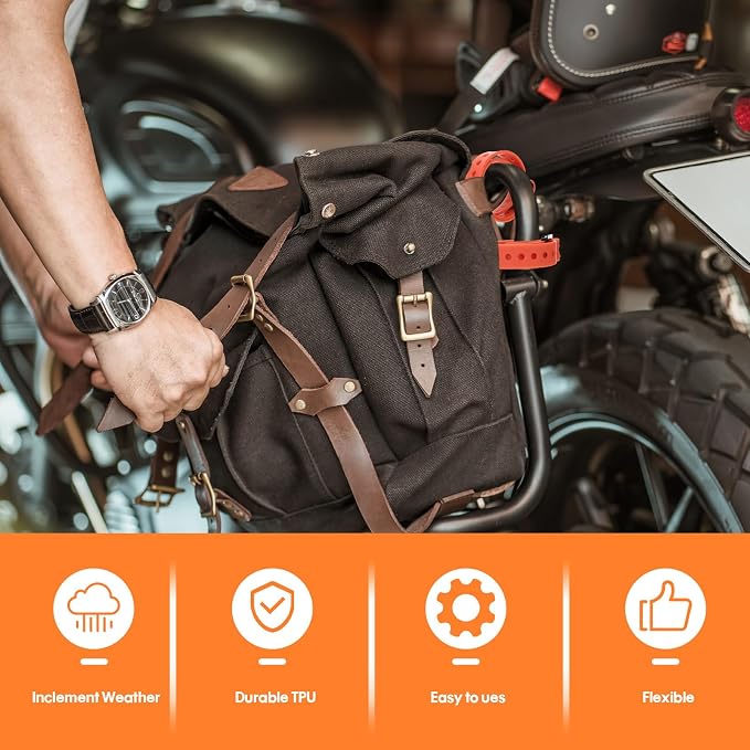 Blulu 8 Pack Reusable Industrial Straps 16" Length Reliable Tension Straps for Securing Bike Motor Gear -60 Lb. Working Load, Elastic Cable Ties for Welders Skis, Garden Hoses (Orange)