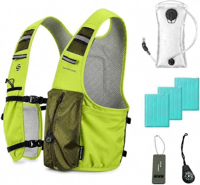Cooling Vest for Men Women, Hydration Vest for Running Hiking | 2L Water Bladder，3 Cold Source
