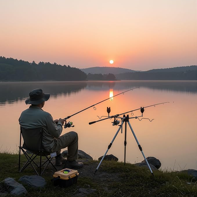 2 Pcs Portable Fishing Rod Holder for Ground Aluminum Alloy Bank Fishing Pole Holders Rack with Lock Banking Fish Rod Holder Pole Stand Fish Accessory Gift for Men Outdoor