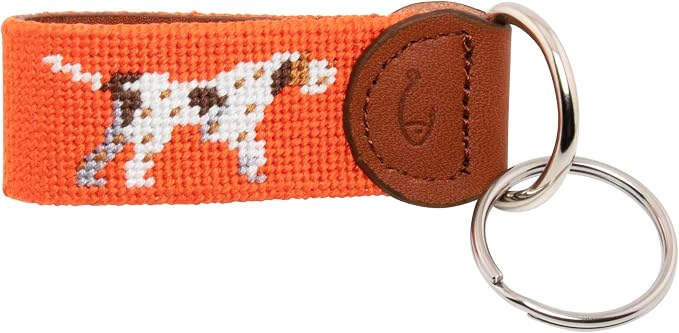 Leather Hand-Stitched Needlepoint Key Fob or Key Chain