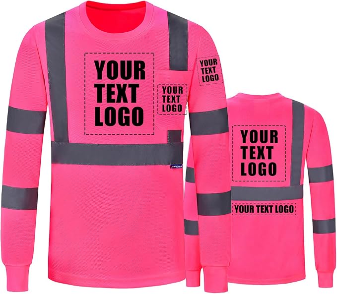 AYKRM Safety T Shirt Reflective High Visibility hi vis Long Sleeve T Shirt (XS-6XL)