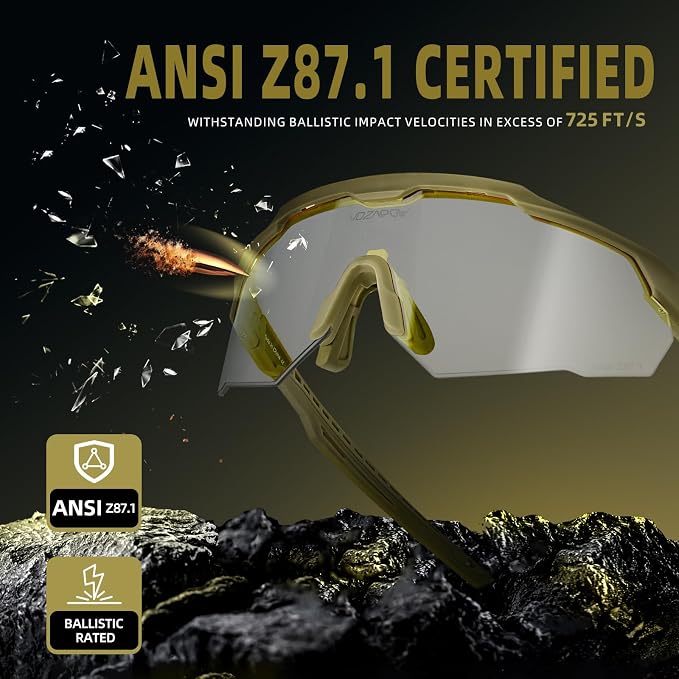 Shooting Glasses Anti Fog with High Definition Lenses, ANSI Z87+ Certified Tactical Safety Glasses for Men Women