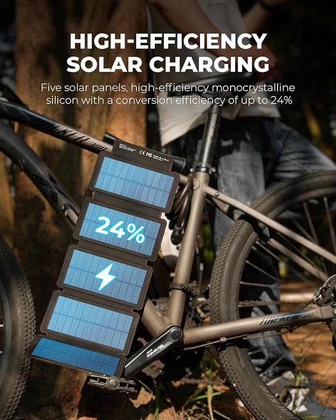 BLAVOR Portable Foldable Solar Charging Pack, Built-in Charging Cable & Crossbody Lanyard, 10W High-Efficiency Solar Panels with USB-C Port, Waterproof Durable for Outdoor Camping Hiking Backpacking