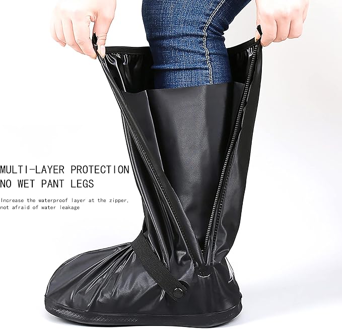 SooGree Waterproof Rain Shoe Covers Men Reusable Foldable Rain Snow Boot Shoe Covers with Reflector Non Slip Shoe Protector for Raining Day,Cycling,Gardening,Fishing,Hiking, Farming