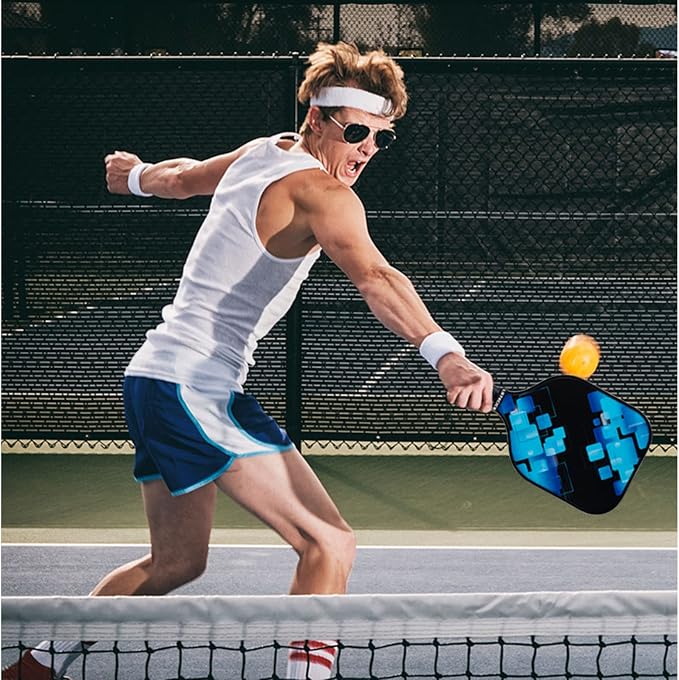 Pickleball Paddles Set of 4, Fiberglass Pickleball Paddles with Honeycomb Core, Lightweight Pickleball Set with Balls & Bag for Men, Women & Beginners