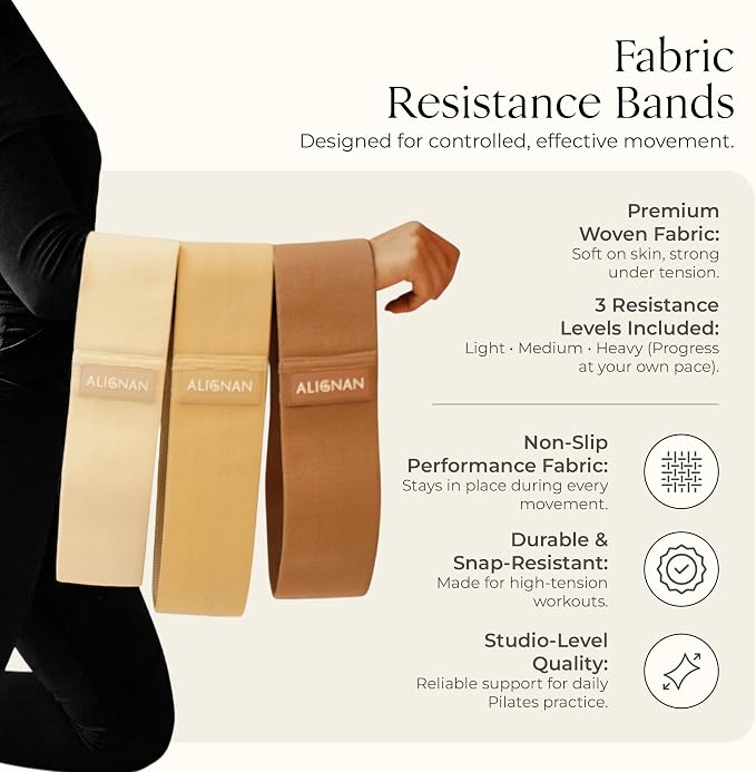 Pilates Kit for Home Workouts with 14” Pilates Ring Pilates 8” Mini Ball with and 3 Booty Bands Set, Pilates Essentials Kit for Women with Guided Workout Video, Home Pilates Equipment.(Beige)