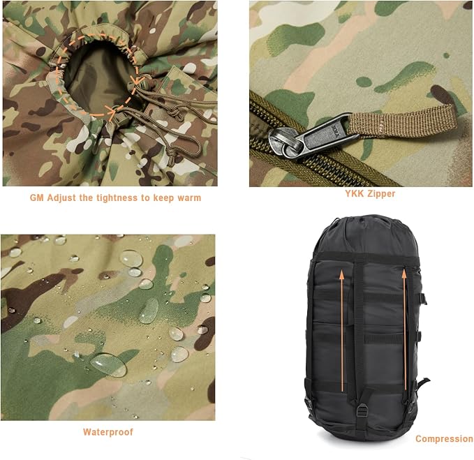 MT Military Army Force Defence 4 & Tropen Patrol Mummy Sleeping Bags with Bivy Cover Compression Sack, Modular Sleeping System 2.0 for Cold Weather,