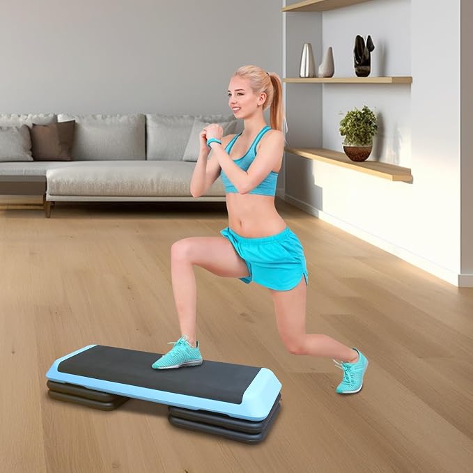 Aerobic Step Platform 30" × 14" Height Adjustable Workout Step for Fitness Strength Training with Risers Exercise Platform for Home Gym