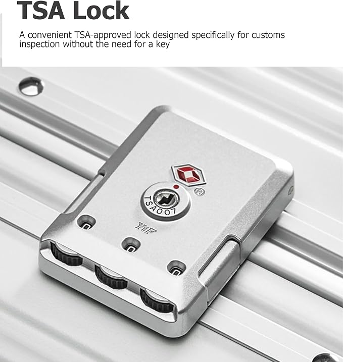 feilario Aluminium Frame PC Hard Shell Spinner Wheels Luggage,20.8"X15"X8.7 Airline Approved Built-In TSA lock Carry on Suitcase, with Cup Holder, USB Port, Phone Holder