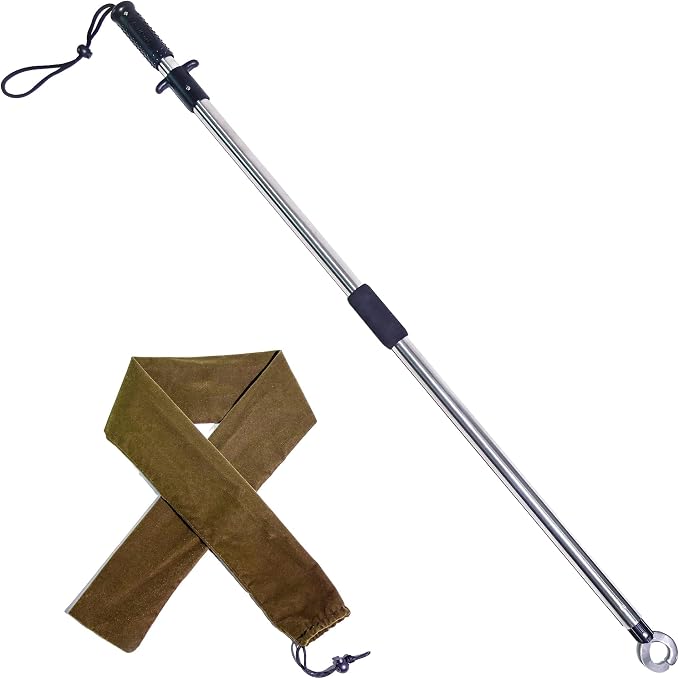 Heavy-Duty Fish Gripper – Extra-Long Stainless Steel Grabber with Non-Slip Handle, Wrist Lanyard & Storage Bag for Secure Fish Handling in Freshwater & Saltwater
