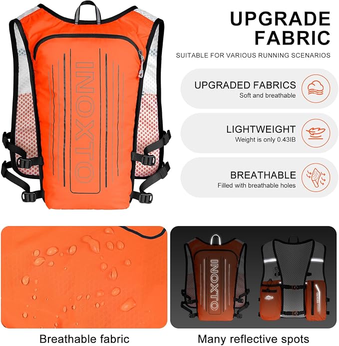 INOXTO Running Hydration Vest Backpack,Lightweight Insulated Pack with 1.5L Water Bladder Bag Daypack for Hiking Trail Running Cycling Race Marathon for Women Men