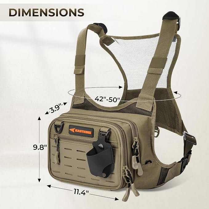 KastKing Bait Boss Water-Resistant Fishing Chest Pack With EVA Zip-Down Workstation, MOLLE Storage, Adjustable Chest Straps