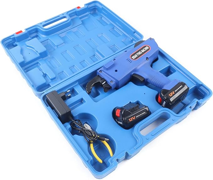 8-34mm Rebar Tying Machine Rebar Tying Tool, Automatic Rebar Tie Wire Twister Rebar Tie Tool w/Pliers + 2 x Batteries, Rebar Tier Tying Machine for Steel Bar Rod Tying Binding, Blue
