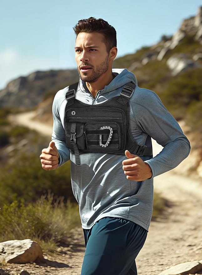 Chest Bag for Men Women, Lightweight Utility Running Chest Pack for Sports with Phone Holder for Sports Workout Jog