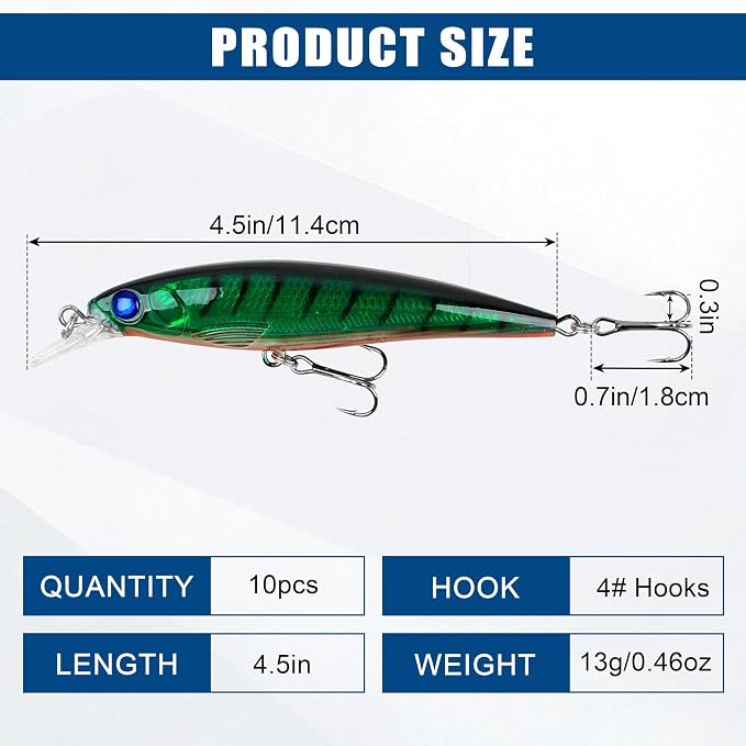 Fishing Lures Kit Crankbait Minnow Hard Bait Set Deep Diving Jerkbait Swimbait Popper Pencil Walleye Lures Artificial Fishing Bait for Bass Trout Redfish Saltwater Freshwater Fishing Lure