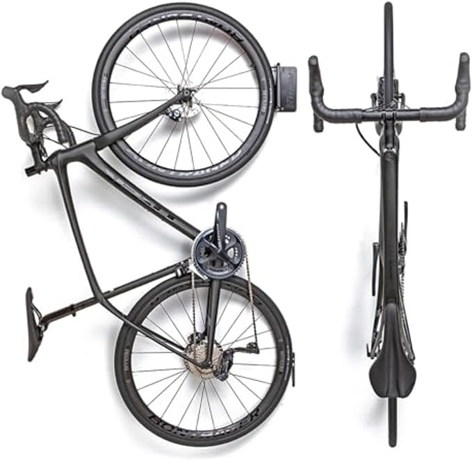 Feedback Sports | Velo Hinge 2.0 (2 Pack) Pivoting Swivel Bike Wall Mount | Vertical Bicycle Hanger | Garage Fold Away Bike Hook | Road, Gravel, Mountain Bike Compatible