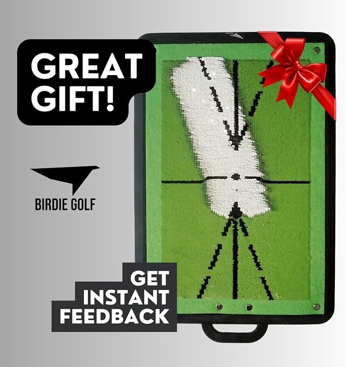 Birdie Golf: Birdie Mat Pro - Swing Training Aid, Sequin Tech Surface, Analyze Swing Path & Ball Impact, Portable in- Outdoor, 19.25" Sports Accessory