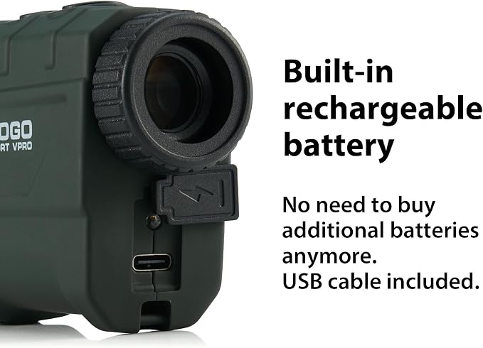 Gogogo Sport Vpro Green Hunting Rangefinder -1200 Yards Laser Range Finder for Hunting and Golf with Speed, Slope, Scan and Normal Measurements, Rechargeable