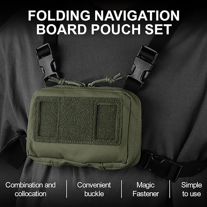 Tactical Phone Chest Mount with Chest Vest Rig Bag Pack Molle Foldable Navigation Universal Phone Holder Board for Hunting