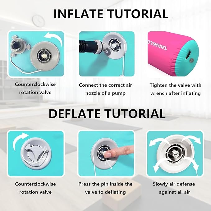 Air Roller Gymnastics Barrel Inflatable Tumbling Roller Air Mat, Air Barrel Gymnastics Tumble Track Mat with Pump for Backhandspring/Training Cheerleading/Yoga/Home and Outdoor Use