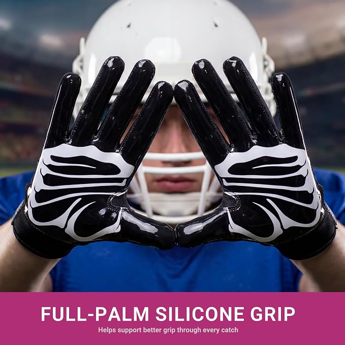 Football Gloves for Youth and Adult Men,Sticky Adhesive Palms Receiver Gloves,Grip Boost Flag Football Accessories Gifts for Family and Friends