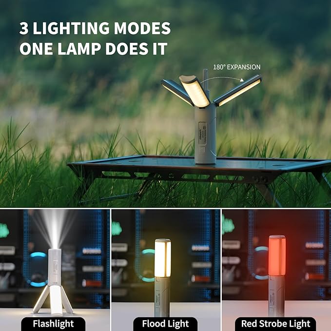 Folding Rechargeable Camping Light with Stand,Allspark Waterproof Hanging LED Camping Lantern,Magnetic Dimmable Portable Tent Lights with Detachable Tripod for Outdoor,Power Outage,Hurricane,Hiking