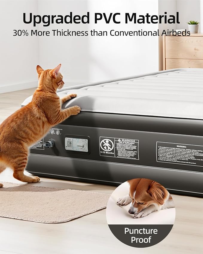 CHILLSUN 2026 Upgraded Twin Air Mattress with Built in Pump, 3 Mins Quick Self-Inflation Inflatable Airbed Puncture-Resistant, Leak-Proof Blow Up Mattress for Home Portable Camping Travel