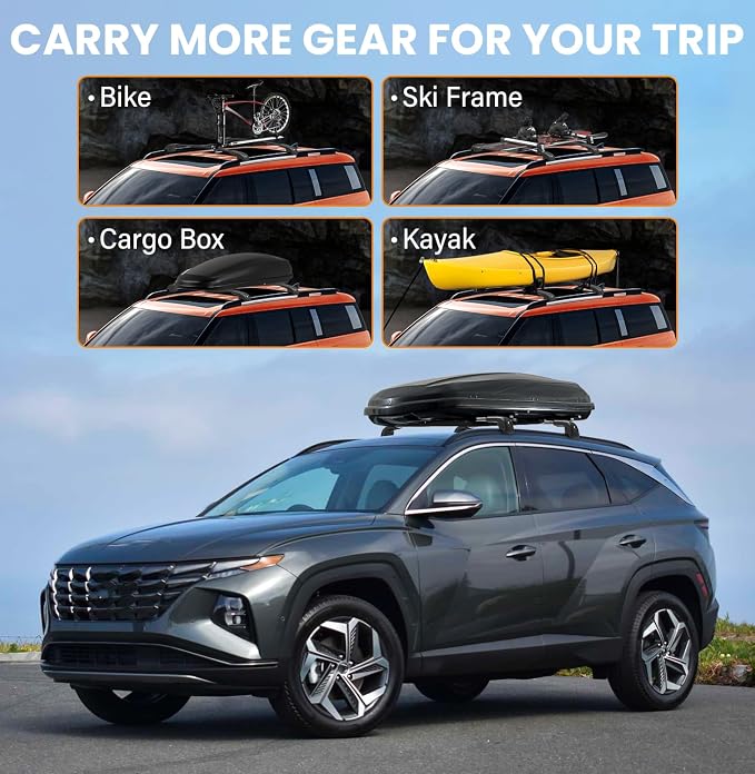 300lbs Roof Rack Cross Bars Compatible with Hyundai Tucson 2016-2026 SE/SEL/N Line/Limited with Lock, Aluminum Anti-Rust Crossbars for Rooftop Cargo Luggage Kayak Canoe Bike Snowboard