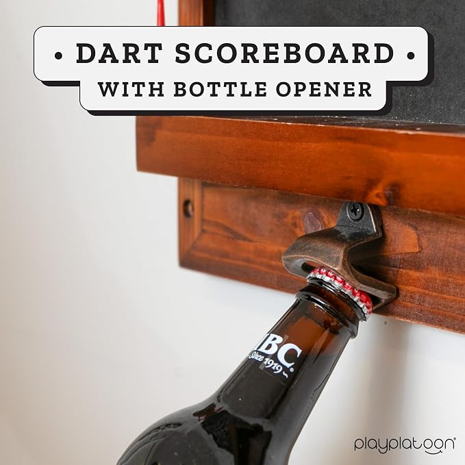 Play Platoon Dart Scoreboard & Darts Holder Wall Mount - Wood Score Board, Professional Darts Accessories, Dart Holder